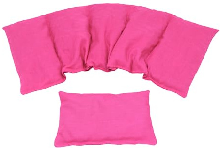 Körnerkissen STERNE, PUNKTE, UNI u.s.w. Kirschkernkissen 2 er Set 5 Kammer + kleines 51 x 21 cm Wärmekissen XXL Kältekissen Mikrowelle + Backofen (Pink, Uni)
