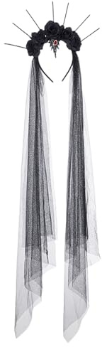 Diadem für Halloween, Gothic, mit Schleier | Kopfschmuck für Tag der , Kostüm-Zubehör für Karneval, Partys, Hochzeiten, Cosplay