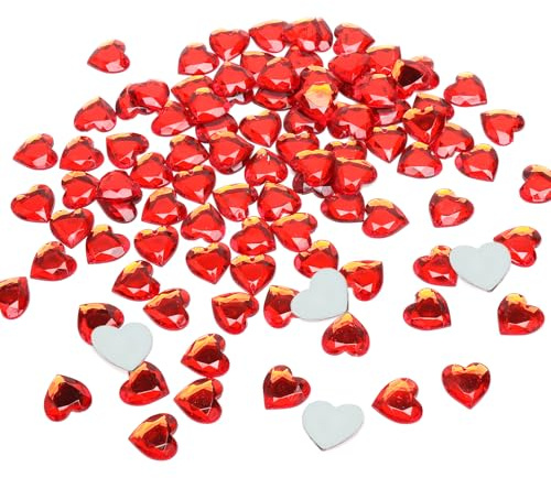 200 Stück Herzen Diamantkristalle Rot, 12mm Acryl Rote Herzen Strasssteine Rot Heart Rubinhochzeit Tischdeko Konfetti Diamanten, Kristalle Streudeko für Valentinstag Verlobung Partydeko DIY Basteln