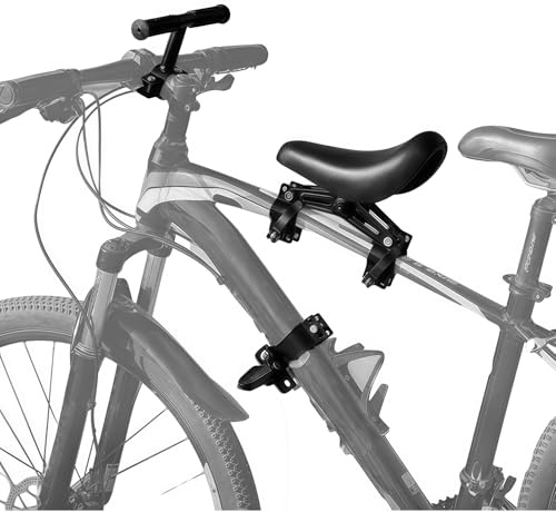 HENYEER Siège enfant pour VTT, siège avant de vélo avec repose-pieds, guidon et pédales pour enfants de 2 à 6 ans, siège enfant avant amovible compatible avec la plupart des VTT modernes