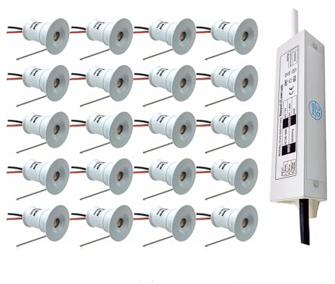 GUODDM 16Pack Recessed Spotlights - 1W Mini LED Downlight, 12V Concealed Background Wall Ceiling Light, 15mm Recessed Dimmable Spot Light(RGB,120 Degrees)