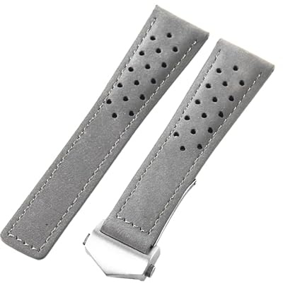 ROUHO Perforiert Wildleder Uhrenarmband Mattiert Weich Ersatz Uhrenarmband für Tag Heuer Carrera Monaco