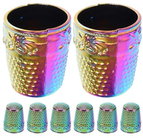 Healvian Lot de 8 Set de Dés à Coudre en Métal Protège-Doigts pour Couture à la Main Kit pour Quilting et Broderie Accessoires de Couture pour Travaux Manuels Protection Ergonomique
