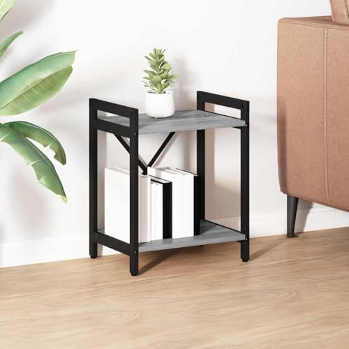 Mokuyary Bücherregal Grau Sonoma 40 x 30 x 50 cm Holzwerkstoff Bücherschrank Büroregal Standregal, Aufbewahrungsregal Dekoregal für Wohnzimmer, Schlafzimmer, Büro