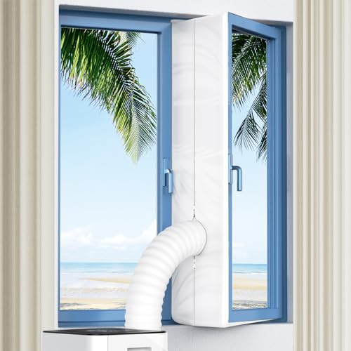 UrbanWave Air Conditioner Window Seal,Anti-Mosquito Waterproof Wind Resistant Universal AC Window Seal Kit with Double Zip and Powerful Adhesive Tap for Portable Air Conditioner and Tumble Drye,300CM