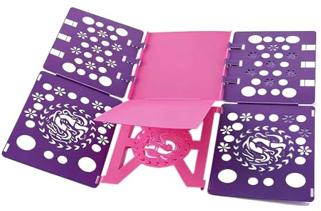 Color-Blocked Adult Folding Board, Purple and Pink Clothes Folder Organizer (Rose red and purple)