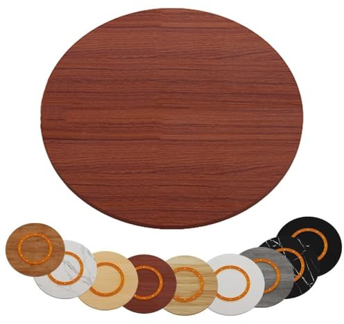 Extra Lar Lazy Susan Plateau de service rond en bois de 100 cm, 6 plateaux, 12 tailles (teck, 50 cm) – Parfait pour les dîners, les fêtes et les divertissements
