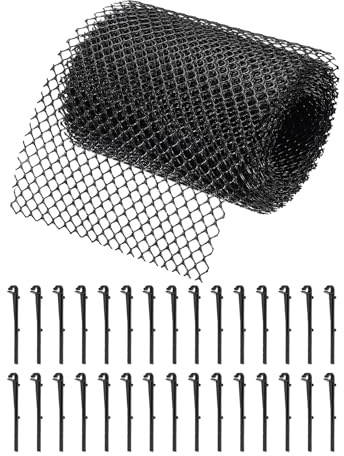 sourcing map Plastic Gutter Guard Mesh Roll,19.7ft x 5.91 Inch Gutter Guard | Mesh Guards Leaf Protector,with 30Pcs Black Clips,from Leaves,Twigs,Branches,Debris