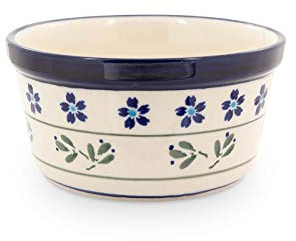 Original Bunzlauer Keramik Dessertschale Ø12,5cm Creme Brulee Soufflee-Förmchen Ragout fin Dip Schale Würzfleisch Auflaufform-Schälchen mit 400 ml für Desserts, Muffins, Pasteten im Dekor 163a