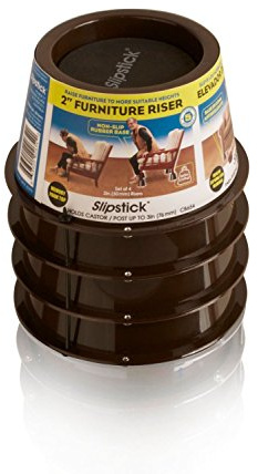 Slipstick CB654 5 cm Lift Furniture Risers / Bed Risers, Adds 50 mm Height to Furniture (Set of 4 Raisers), Supports 1,020 kg, Brown