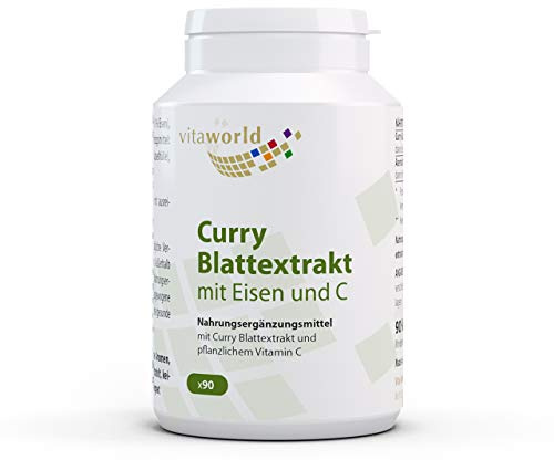 3er Pack Vita World Eisen 14mg aus Curryblatt Extrakt plus Vitamin C 3 x 90 Kapseln Made in Germany