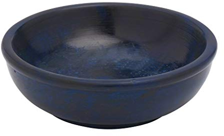 RÄUCHERSCHALE aus SPECKSTEIN BLAU – Ø 10 cm Höhe 3 cm – Handbemalt & feuerfest – RUNDES RÄUCHERGEFÄSS/FÜR Kohle & RÄUCHERSAND – Ideal für Weihrauch & Harze – MaMeMi