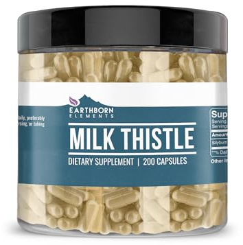 Earthborn Elements Milk Thistle 200 Capsules, Pure & Undiluted, No Additives