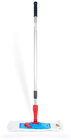 Hypafol rückenschonender Bodenwischer | Wischmopp-Komplettset | 90-180 cm Teleskopstiel aus Aluminium inkl. 40 cm Mikrofaser Bezug | pflegeleicht | Wischmopphalterung löst sich mit Fußklick-Drehgelenk