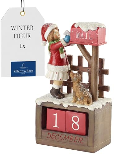 Villeroy & Boch - Winter Collage Calendario con Niña Multicolor, Figurita Navideña, Decoración Navidad, Plástico, Polirresina