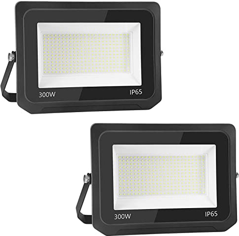 2 pieza LED Foco Proyector Luz Fría 6500K 30000 Lúmenes Focos LED 300W Exterior con IP65 LED Floodlight Exterior Iluminación Decoración LED Exterior Proyector Hogar Foco LED Impermeables