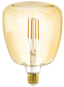 Eglo LED E27 dimmable, Amber Vintage Bulb MID Size Ø 14 cm, LED lamp for Retro Lighting, 4 Watt (Equivalent to 35 Watt), 400lm, E27 LED Warm White, 2200K, Light Source, Edison Bulb, T140