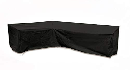 AMGJ Abdeckung für Gartenmöbel L-Form, Premium Wasserdicht Schutzhülle für Ecksofa L Form Lounge Abdeckplane, Schwarz,215x215x87cm