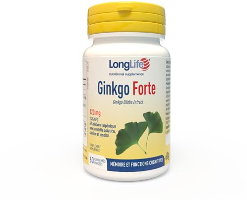 LongLife® Ginkgo Forte | Integratore di ginkgo con centella, colina e inositolo | Microcircolo, memoria e funzioni cognitive | Antiossidante | Fino a 2 mesi di trattamento | Vegano e senza glutine