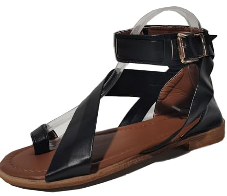 ZLZNX Damen Sandalen Corrector Open-Toed Zehenring Sandalen Sliders Strappy Flats Schuhe Sommer PU Leder Casual Beach Travel Schuhe,A,CN40