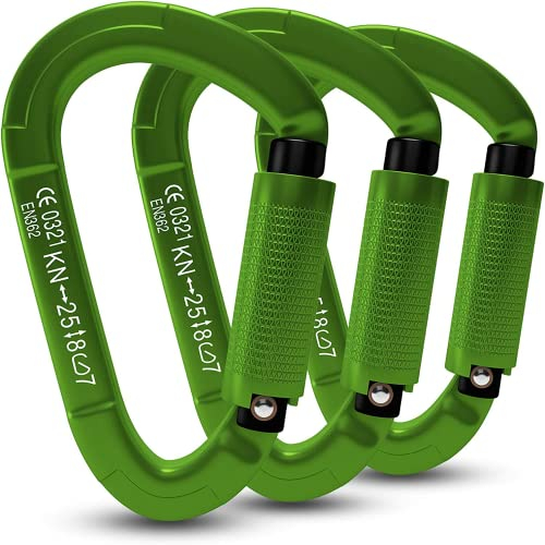 RIGINADO Karabinerhaken mit automatischer Verriegelung zum Klettern, professionelle 25 kN, 5620 lbs, robuste Karabiner zum Abseilen, Schaukeln, Rettung und Fitnessstudio usw., große D-förmige Karabine