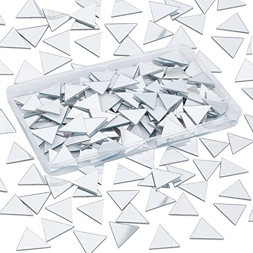 PandaHall 200pcs Dreieck Mosaik Spiegel Dekorativer Acryl Mosaic Wandaufkleber Selbstklebend Mini-Spiegelfliesen Kleiner Wandspiegel Für Kunsthandwerk Fotorequisiten Rahmen Reisen Badezimmerdekoration