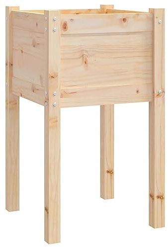 vidaXL Massivholz Kiefer Pflanzkübel Hochbeet Pflanzbeet Gemüsebeet Pflanzkasten Blumenbeet Blumenkasten Blumenkübel Frühbeet 50x50x70cm