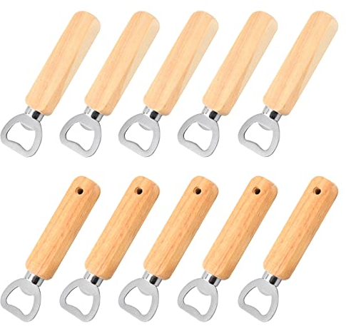 Greyoe Apribottiglie, 10 pezzi Cavatappi, Cavatappi Sommelier, Apribottiglie Portatile Durevole in Acciaio Inossidabile in Legno Naturale Ottimo Regalo per Gli Uomini