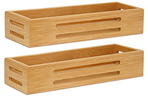 SAUNNIHEN Bambù Porta Spezie Salvaspazio per Cucina, 2 Pezzi Portaspezie da Parete, Porta Spezie Autoadesivo per Cucina da Appoggio Frigorifero Porta Dell'armadio da Cucina, Autoadesivo o Foratura