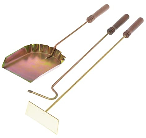 Set di posate per camino - 3 pezzi - accessori per camino - attrezzi per camino - zincati con gancio per cenere - paletta per carboni