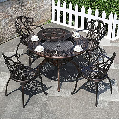 5-teiliges Bistro-Set, Outdoor-Terrassentisch und -Stuhl-Set aus Aluminiumguss, Aluminium-Bistro-Tisch-Set, wetterbeständiger Gartentisch und Stühle, für Balkon, Hinterhof,F