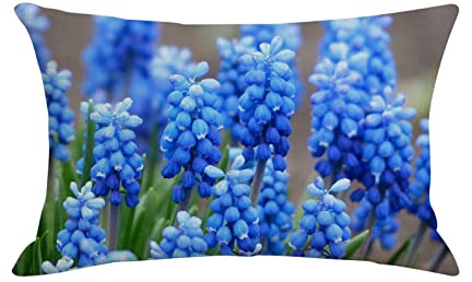 4 fundas de almohada de 30 x 50 cm, fundas de cojín decorativas de lino verde y azul, jacinto decorativo, para salón, dormitorio
