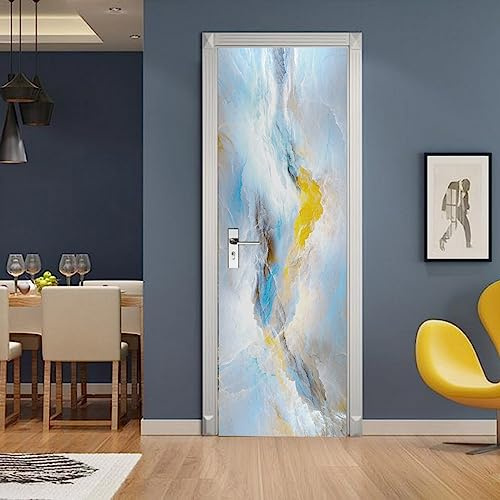 A.Monamour Adesivo Porta Autoadesiva 3D Sfondo Colorato Astratto Arte Moderna Vinile PVC Adesivi per Porte Interne Pellicola Adesiva Poster Sticker Murale Parete Carta da Parati 85x215cm