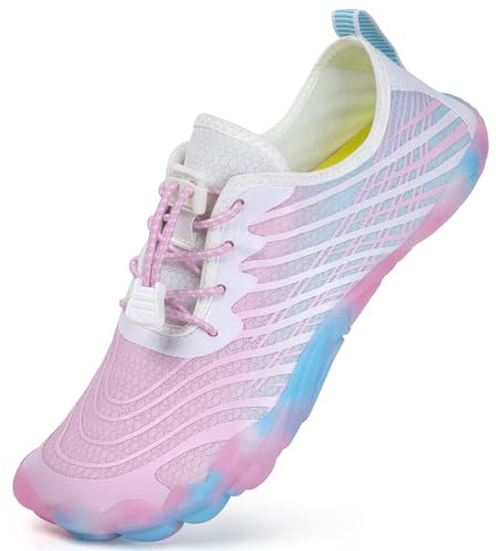 Mabove Wasserschuhe Damen Herren Badeschuhe Strandschuhe Barfussschuhe Barfuß Schuhe Schwimmschuhe Aquaschuhe Surfschuhe für Wassersport(Rosa Blau,39EU)
