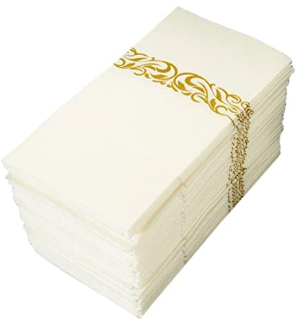 SOLUSTRE Tischtaschen Geschenkpapier Stoff 50 Stück Dekorative Tischservietten mit Bestecktasche Goldene Papierservietten zum Einwickeln von Besteck für Bankett und Picknick Einsätze