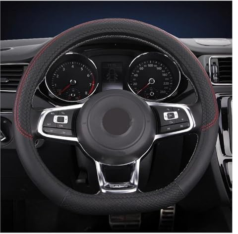 Rutschfester Lenkradbezug Auto-Lenkradabdeckung, D/O-Form, 36 cm, PU-Leder, Lenkradschutz, Für Nissan Für Juke Lenkradschutzhülle (Farbe : Black D Shape)