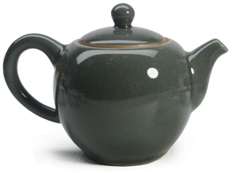 Tetera de porcelana, tetera pequeña de 255.1 g, tetera de cerámica esmaltada con grietas de hielo (verde)