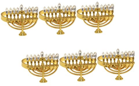 VINTORKY Anillos para Servilletas Metálicos Dorados Diamante Blanco, 6 Piezas, Hebillas Decorativas para Servilleteros De Janucá, Accesorios para Decoración De Mesa Restaurantes y Eventos