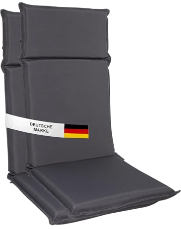 Albatros Gartenstuhl Sitzauflage 2er Set Gartenstuhlauflagen Sitzpolster Sitzkissen Outdoor Anthrazit 106x45cm, Hochlehner Auflage UV Beständig wasserabweisend geeignet für Klappstühle