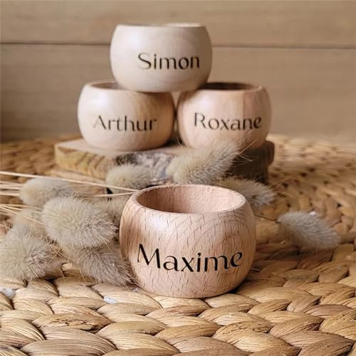 Individueller Serviettenring für Hochzeit, personalisierter Serviettenring aus Holz, Hochzeits-Tischdekoration, personalisierte Serviettenringe (50 Stück)