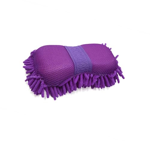 Hihaha Auto-Reinigungsschwamm/für Auto/Mikrofaser-Chenille und Schwamm/1 Stück, Violett