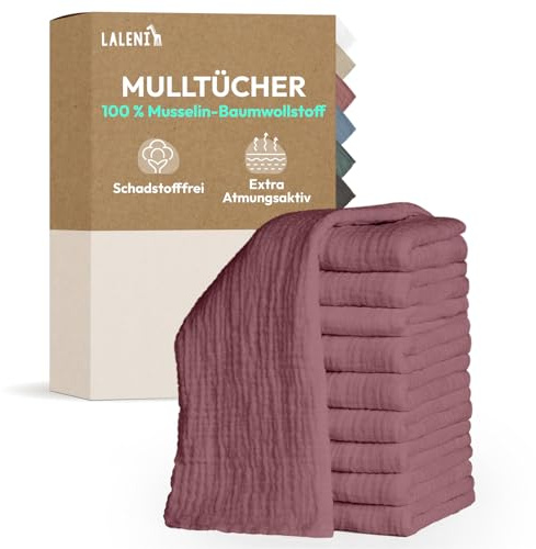 Laleni Mulltorkdukar baby 20-pack, muslin i 100% bomull 70 x 70 cm, absorberande och tvättbara – Rosa