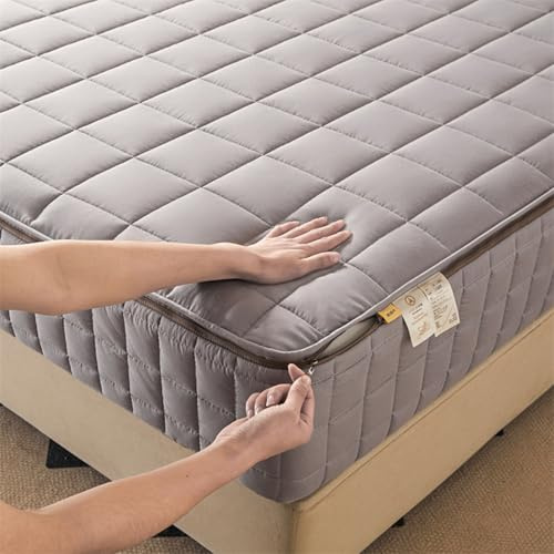 Housse de Matelas Intégrale Demenagement 140x190 Personnalisable Housse pour Matelas de Protection avec Fermeture Éclair Respirante Protege Matelas Matelassé à Cinq Côtés Surmatelas(140x190+18cm,Gray)