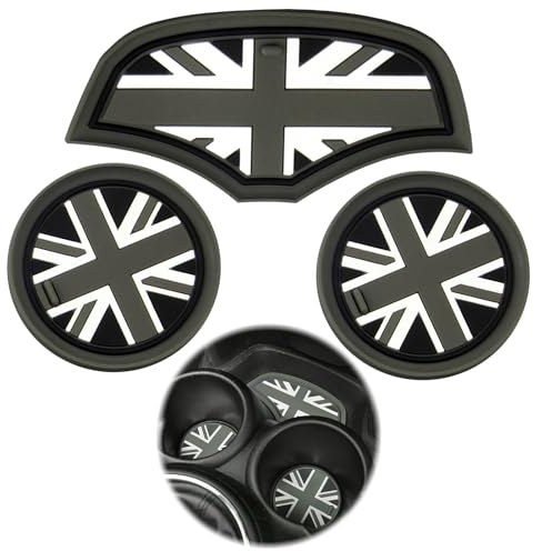 3Pcs Anti-Slip Soft Silicone Car Cup Holder Coasters Union | UK Flag Style Cars Holder Accessories Insert Vehicle Car Cup Mats Compatibled with Mini F55 F56 F60