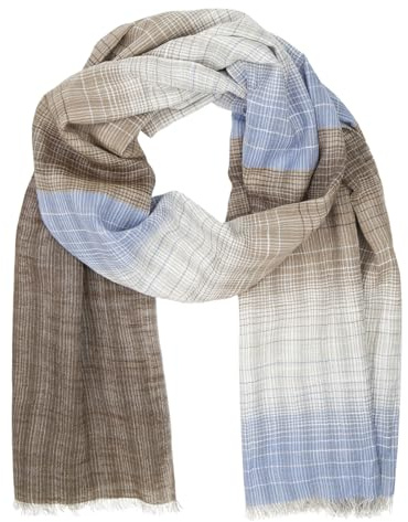 LINDENMANN Herren-Schal leicht 100% BIO Baumwolle blau-braun