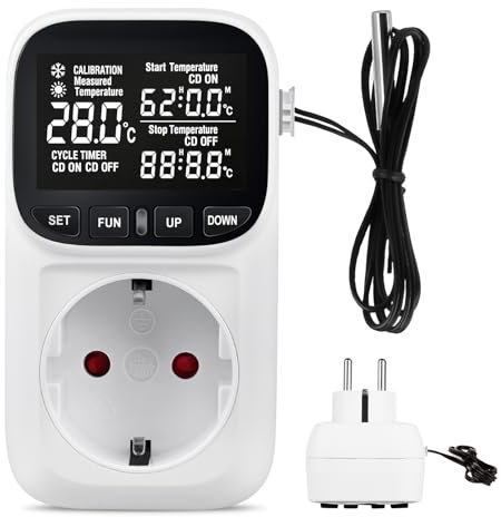 Digital Temperaturregler Steckdose, Temperaturschalter Mit Lcd Display, Feuchtigkeitsregler, Digitaler Temperaturregler, Digital Thermostat Steckdose, Hygrostat Steckdose, Für Gewächshaus, Aquarium