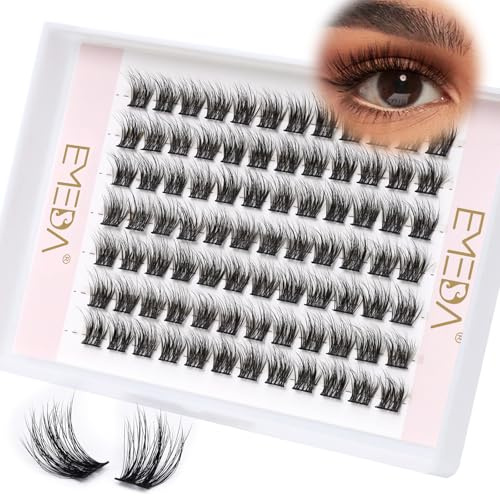 3D flauschige Wimpern-Cluster, EMEDA Individuelle Wimperncluster Wimpern Extensions set 14mm DIY Cluster Wimpern 3D-Effekt cluster lashes (33-14mm)