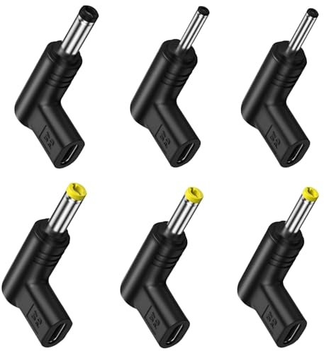 6 Stück USB C auf DC Adapter 90 Grad, USB C Hohlstecker, DC Adapter, DC 5V Netzteil, DC Netzteil für Router, Mobile Netzteil Ladegerät Steckerhohlstecker