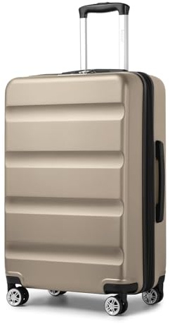 Kono Lightweight 24 Hard Shell Medium Suitcase | Expandable Travel Luggage with TSA Lock & 4 Dual Spinner Wheels | Ideal for Business, Travel, School & Storage (Gold,65x43.5x25cm)