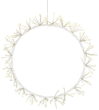 Ideen mit Herz | LED Lichterkranz | weiß | Ø 23 cm | 20 Bündel mit 10 LEDs | warmweiß | inkl. Timer | mit Saugnapf und Haken zur Aufhängung